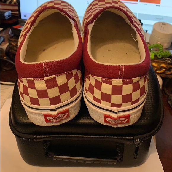 Burgundy Checkered Vans - Picture 2 of 3